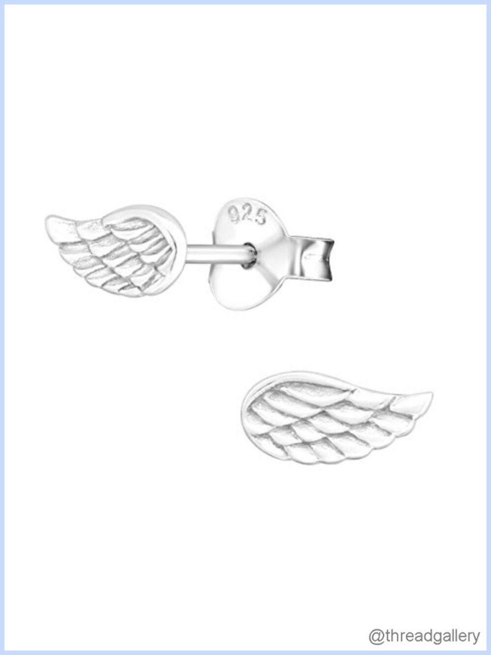 925 Sterling Silver Tiny Angel Wing Stud Earrings Nickel Free Dainty